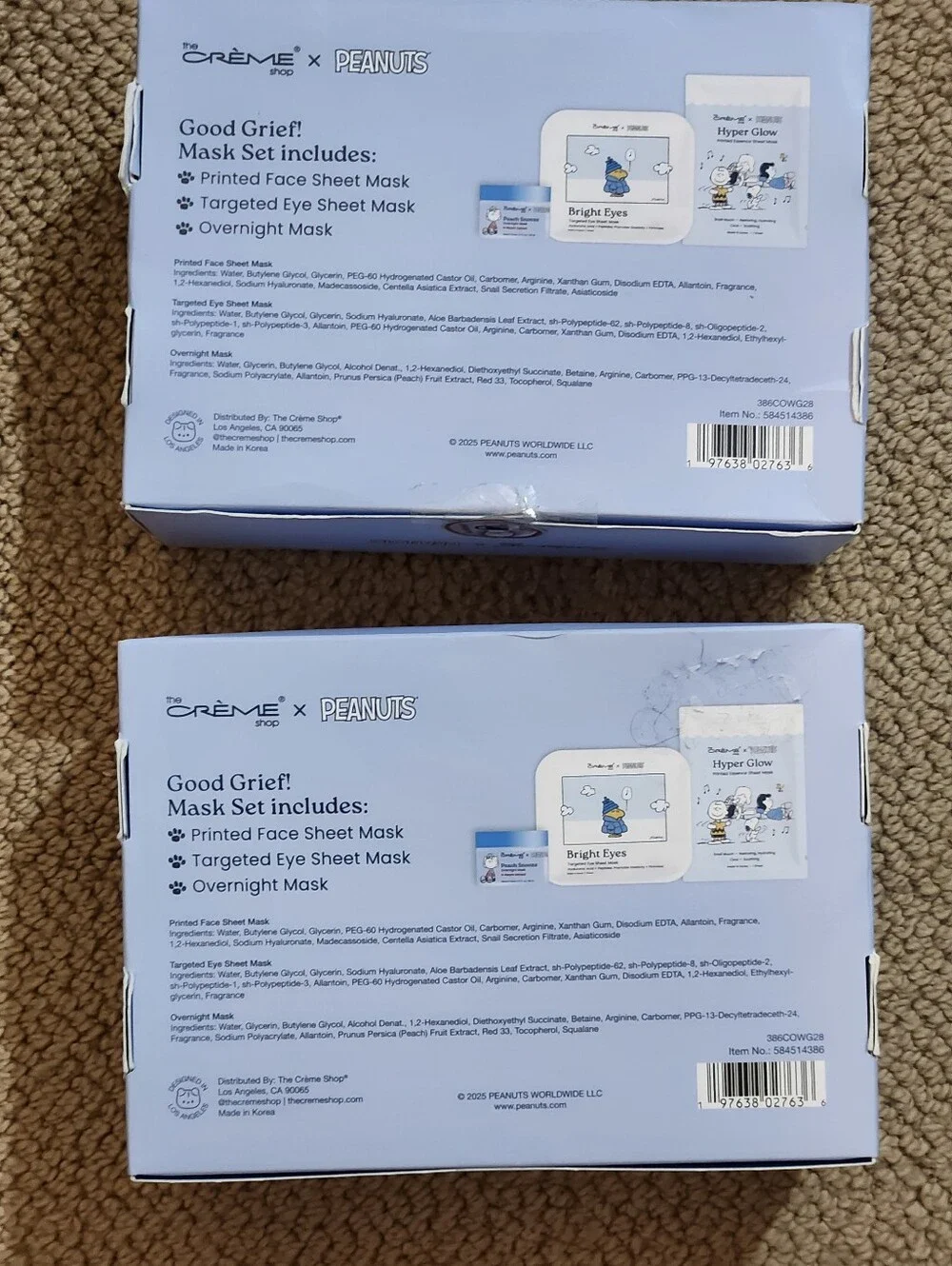 The Crème Shop x Peanuts 'Good Grief! What a Glow!' Mask Set - Light Blue